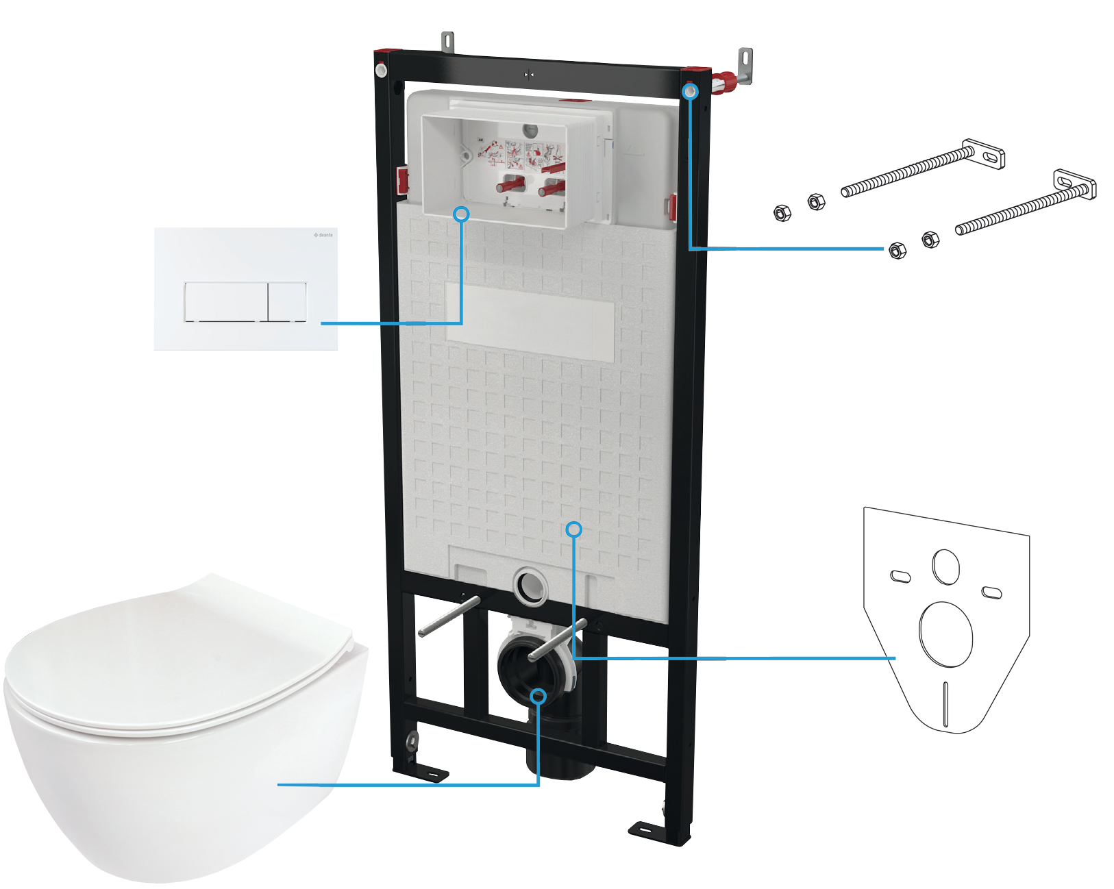 Deante Silia set modulo di installazione, vaso wc  e placca di comando CDLA6ZPW