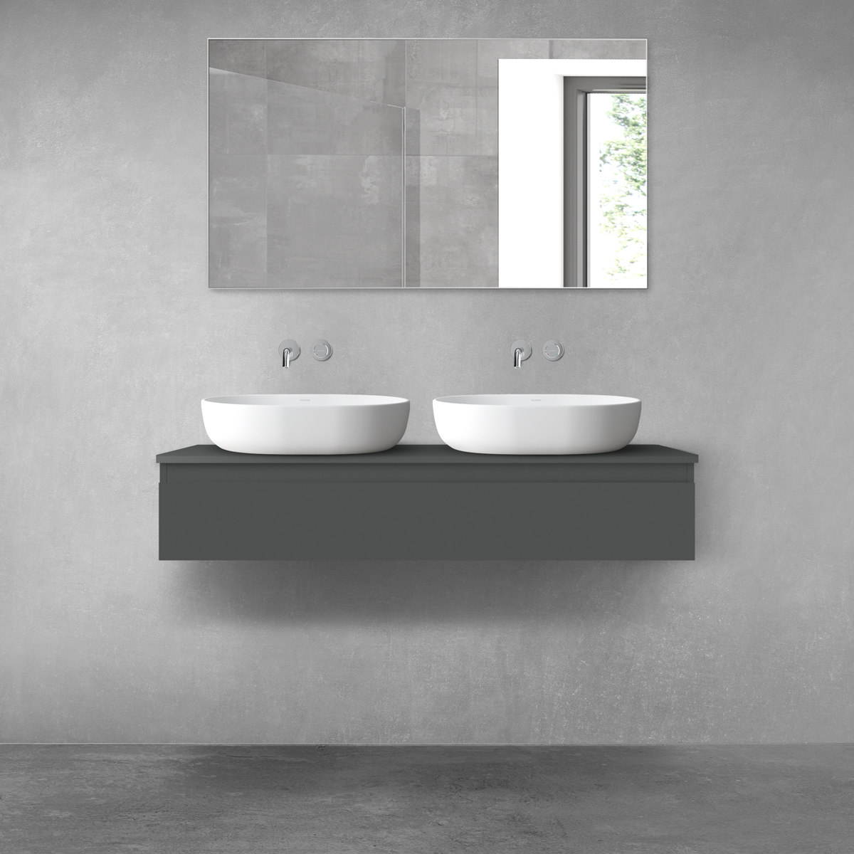 Oltens Vernal armadietto 120x45.6x23.6 cm sottolavabo sospeso grafite 60012400