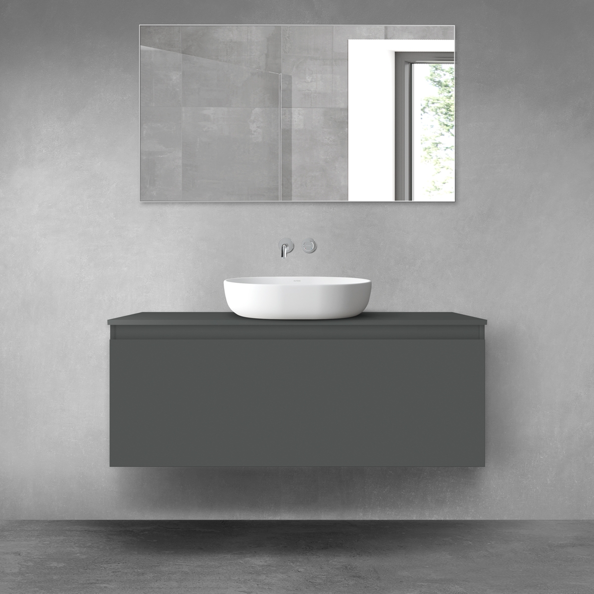 Oltens Vernal armadietto 120x45.6x47 cm sottolavabo sospeso grafite 60016400