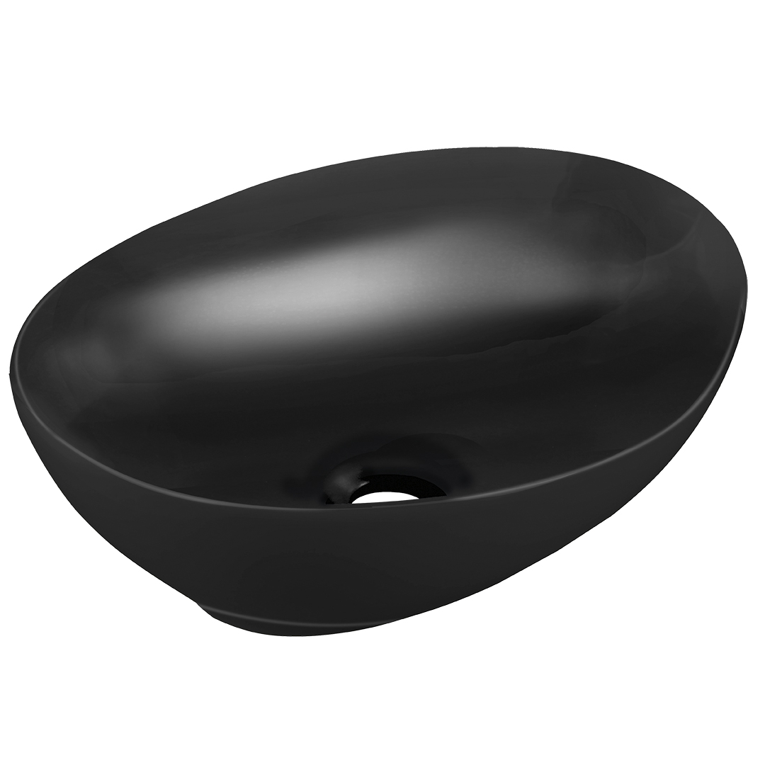 Laveo Desna lavabo 41x33 cm ovale da appoggio nero VUDB241