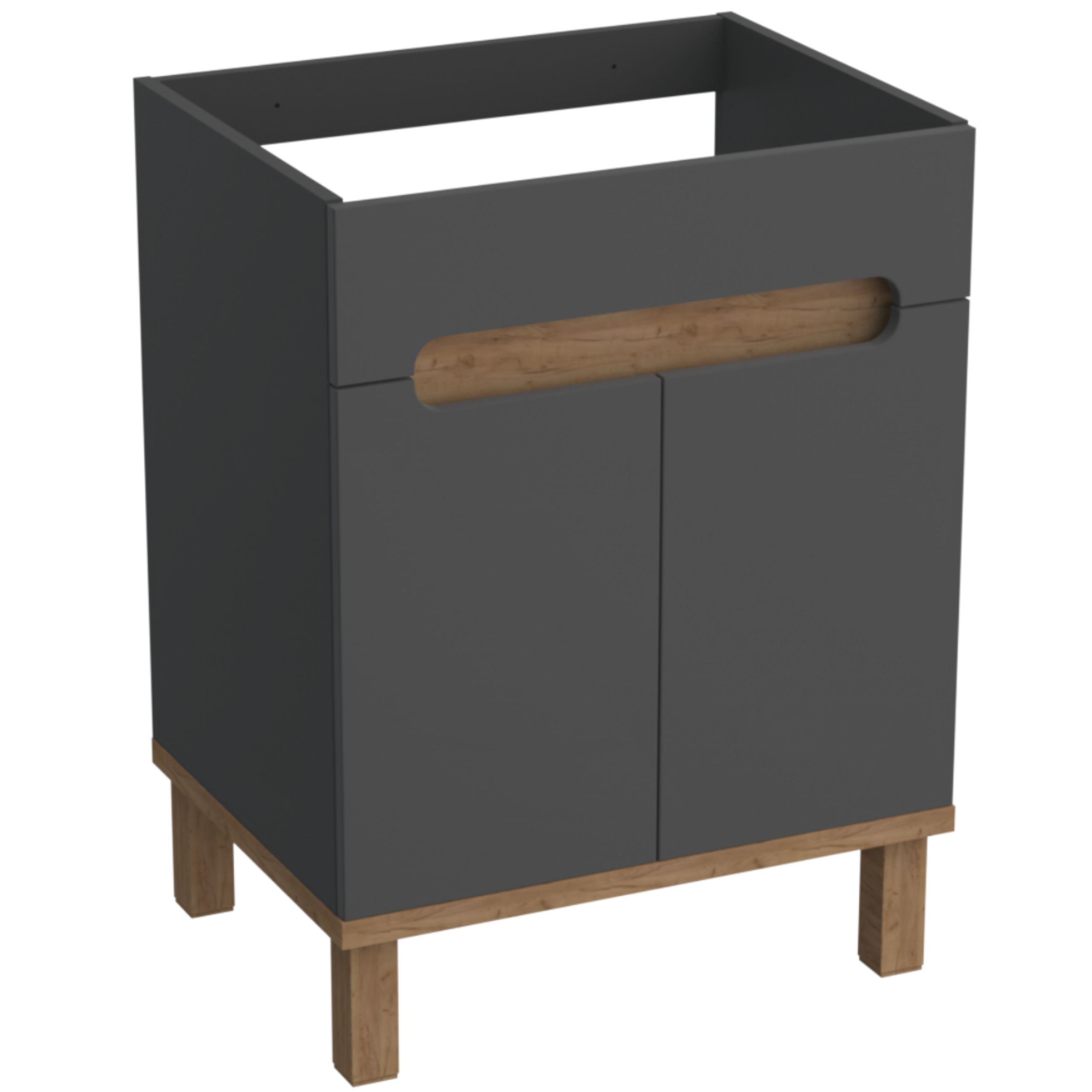 Strama Ovo armadietto 59.7x45.6x80 cm sottolavabo a terra grafite-rovere 12.100.03