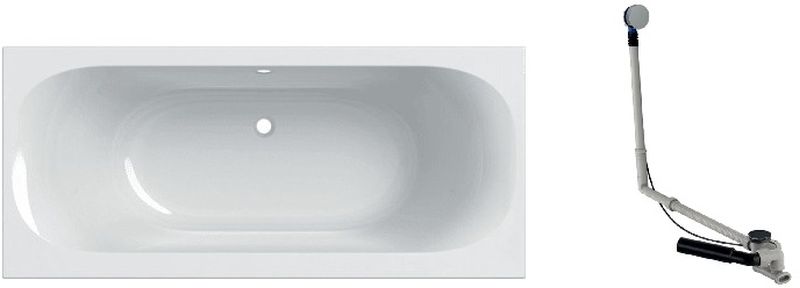 Set vasca da bagno rettangolare Slim Geberit Soana 554.005.01.1, sifone per vasca da bagno Geberit 150.525.21.6
