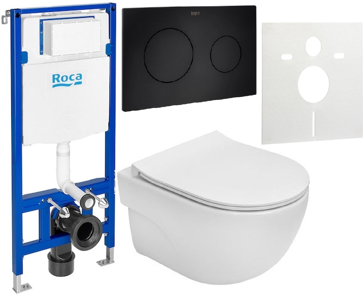 Set set vaso WC con copriwater Roca Meridian-N Compacto A34H242000, modulo di installazione Roca Duplo One A890070020, A890189206, A890063000