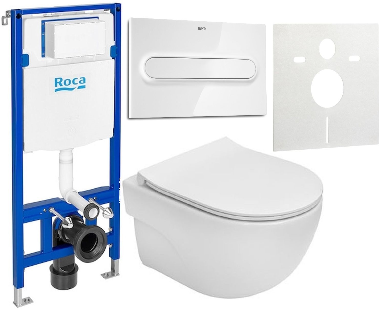 Set set vaso WC con copriwater Roca Meridian-N Compacto A34H242000, modulo di installazione Roca Duplo One A890070020, A890195000, A890063000