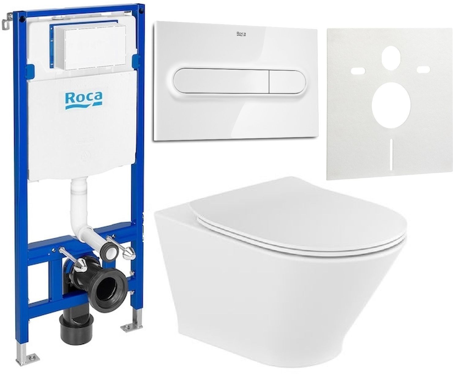 Set vaso WC con copriwater a discesa lenta Roca Gap Round A34H0N8000, modulo di installazione Roca Duplo One A890070020, A890195000, A890063000