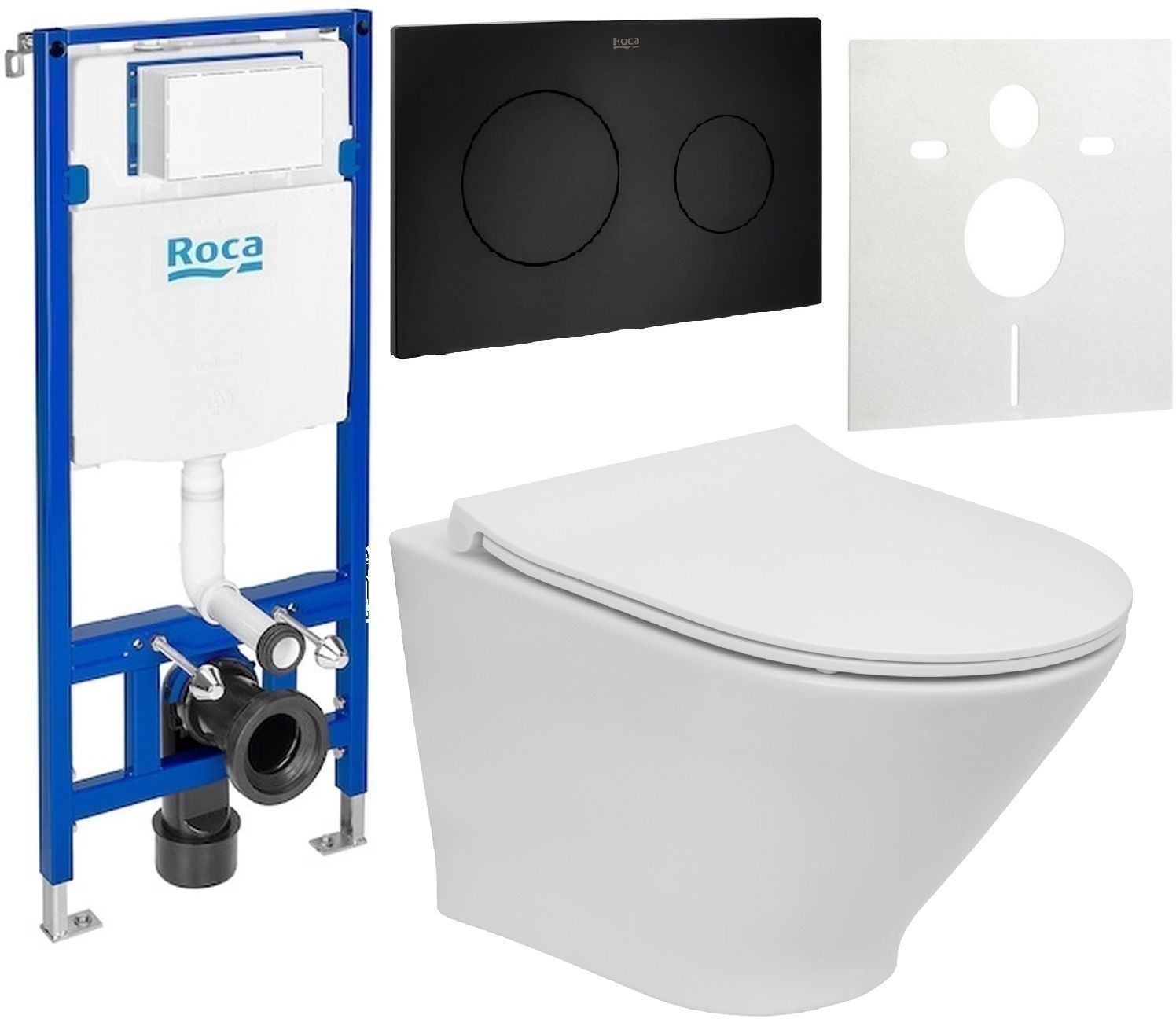 Set vaso WC Roca Gap Round A3460NB000, modulo di installazione Roca Duplo One A890070020, A801D22001, A890189206, A890063000