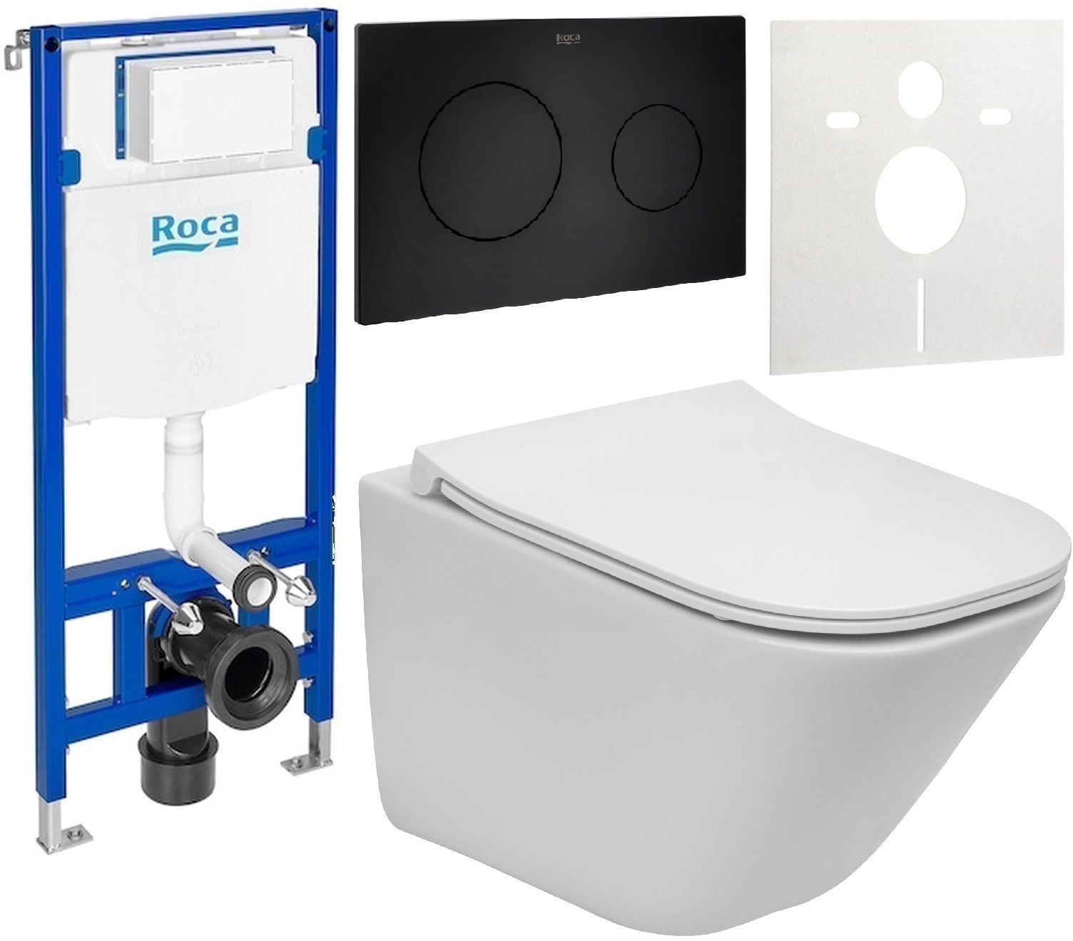Set vaso WC Roca Gap Square A34647A000, modulo di installazione Roca Duplo One A890070020, A80173200B, A890189206, A890063000