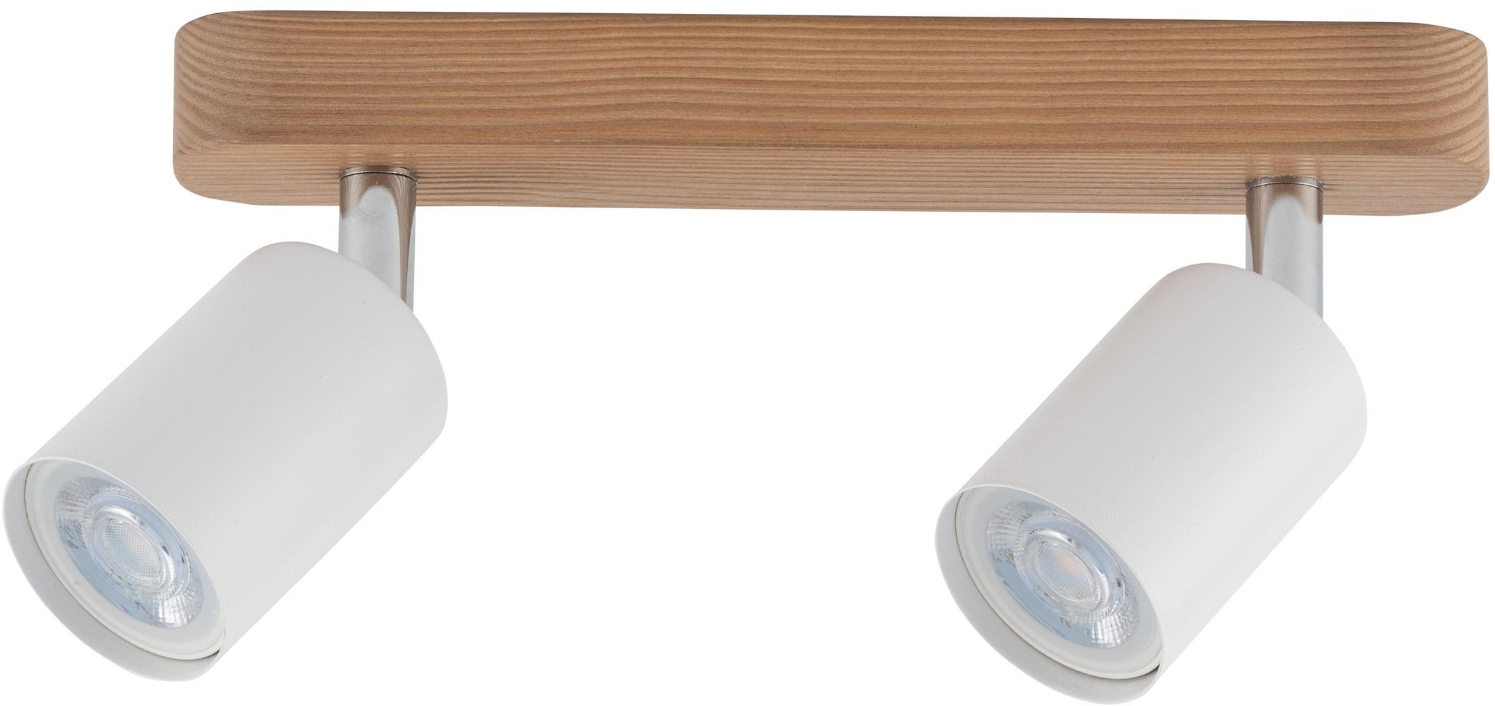 TK Lighting Top lampada da soffitto 2x10 W bianco-cromo-legno 3295