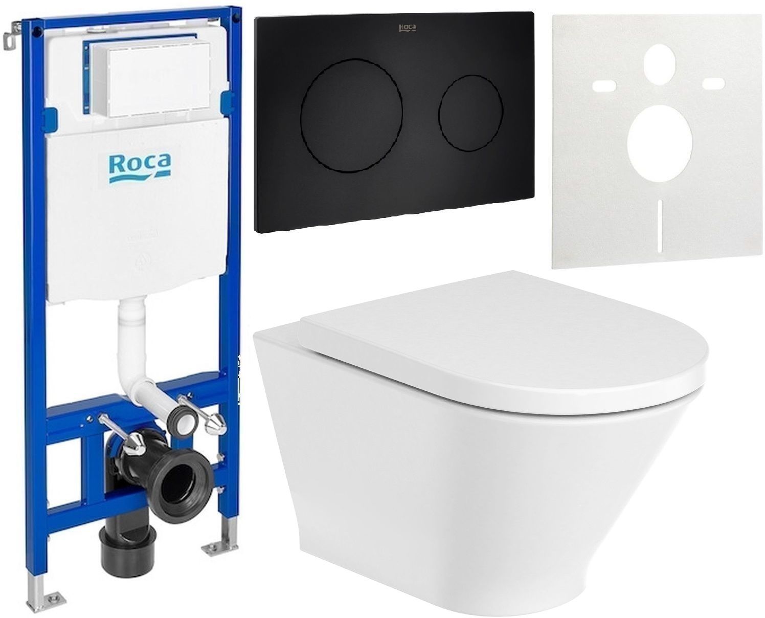 Set vaso WC Roca Gap Round A3460NLS00, modulo di installazione Roca Duplo One A890070020, A801D12001, A890189206, A890063000