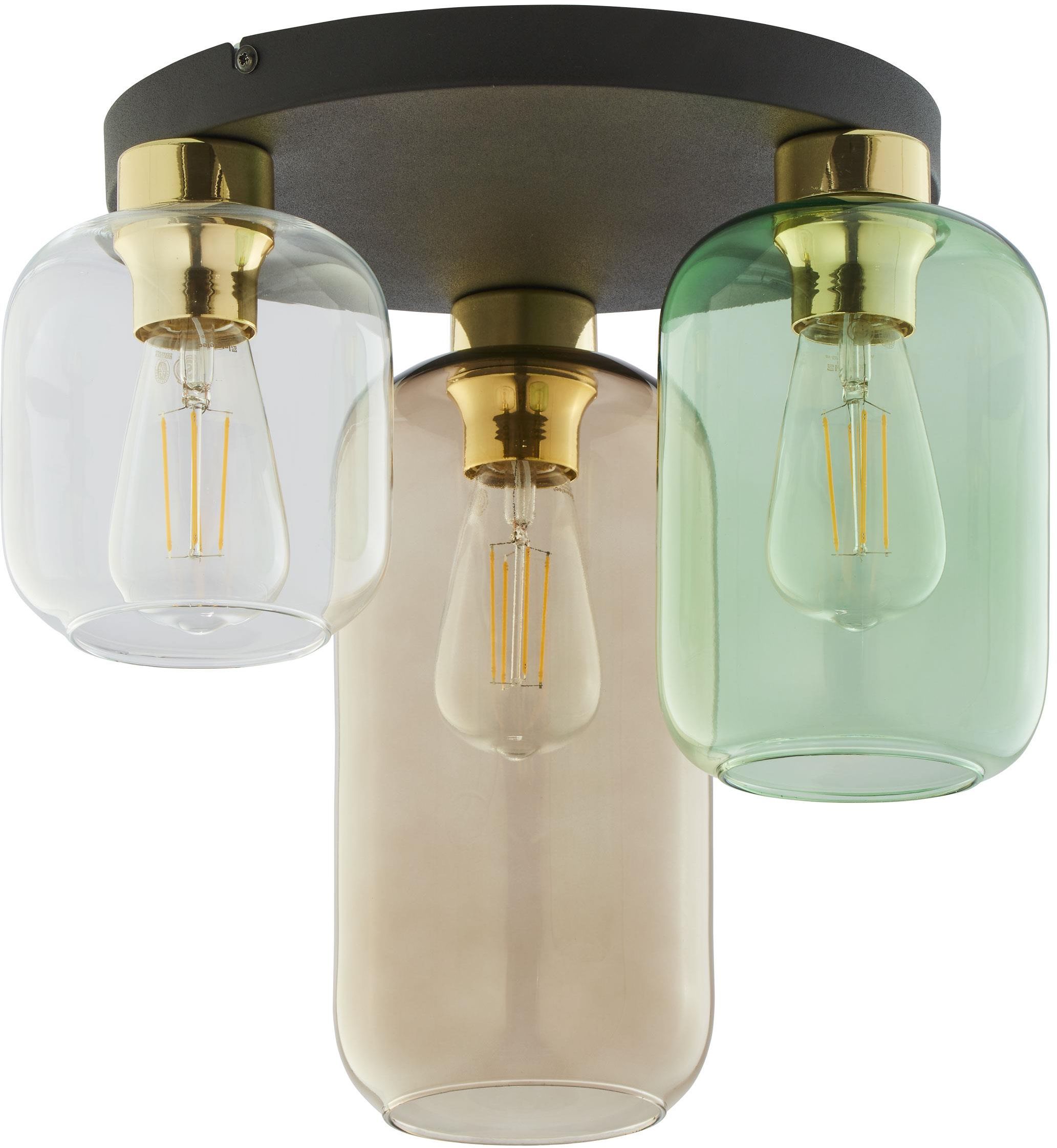 TK Lighting Marco lampada da soffitto 3x15 W nero-verde-trasparente-ambra 3318