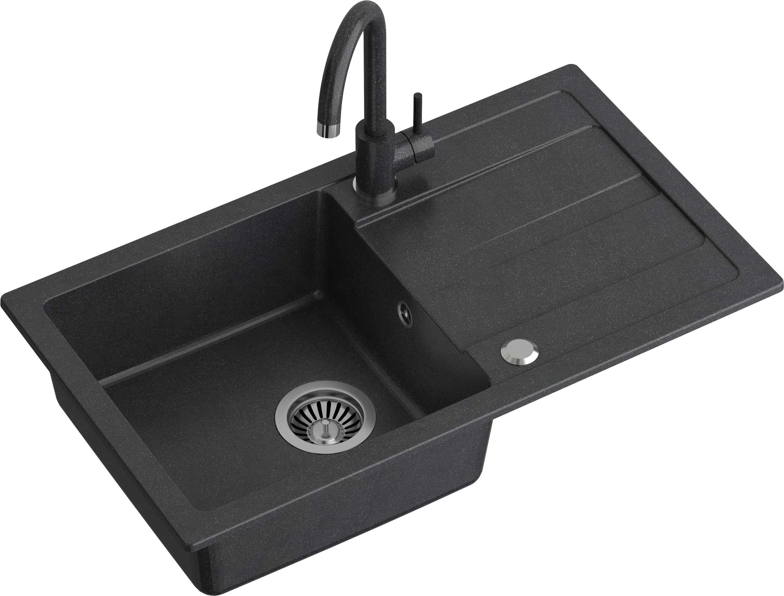 Quadron Go Max lavello con rubinetto nero/nero TQ7744GMCZ