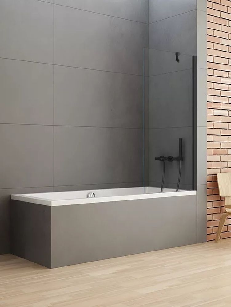 New Trendy New Soleo Black parete vasca 70 cm 1 anta nero opaca/vetro trasparente P-0079