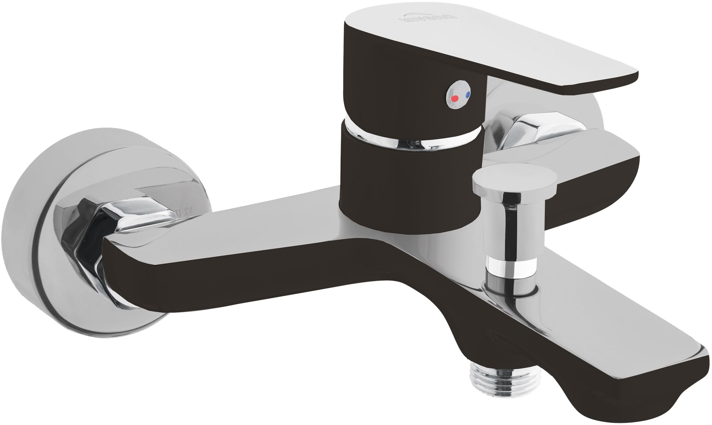 Invena Dokos rubinetto per vasca e doccia a parete cromo-nero BW-19-004