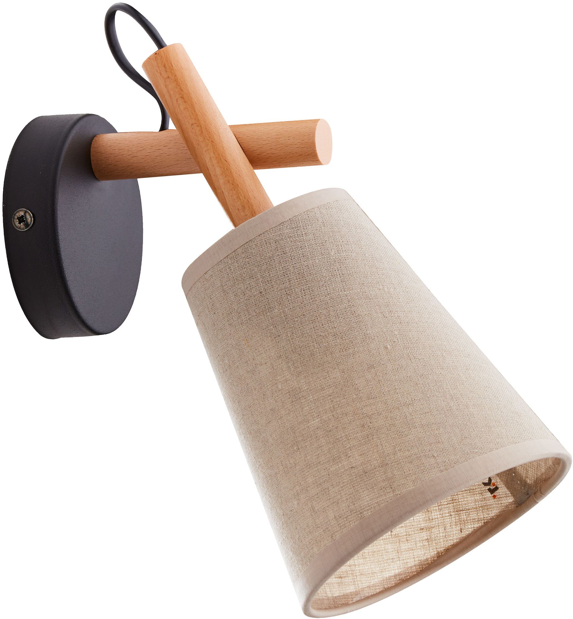 TK Lighting Vaio lampada da parete 1x15 W nero-grigio-legno-beige 573