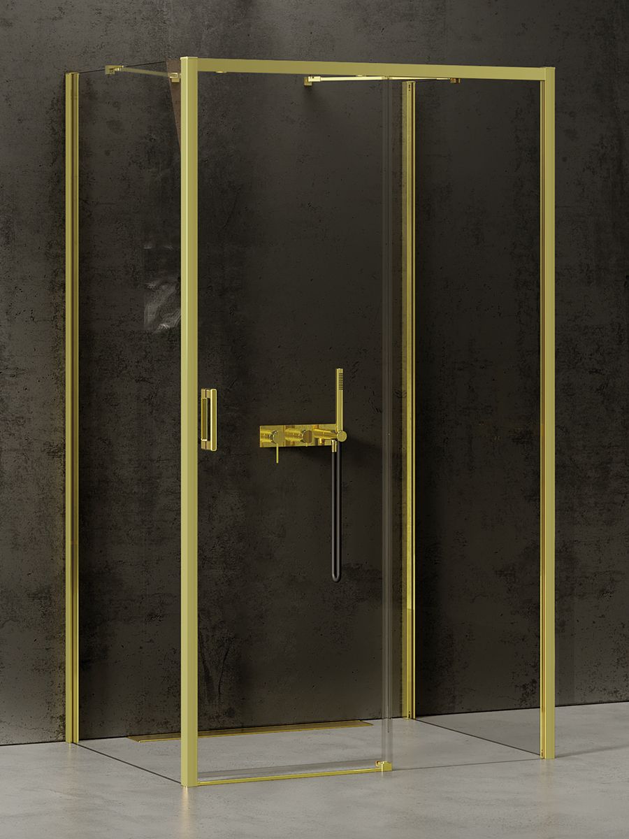 New Trendy Prime Light Gold box doccia 100x90 cm rettangolare oro lucida/vetro trasparente K-1130