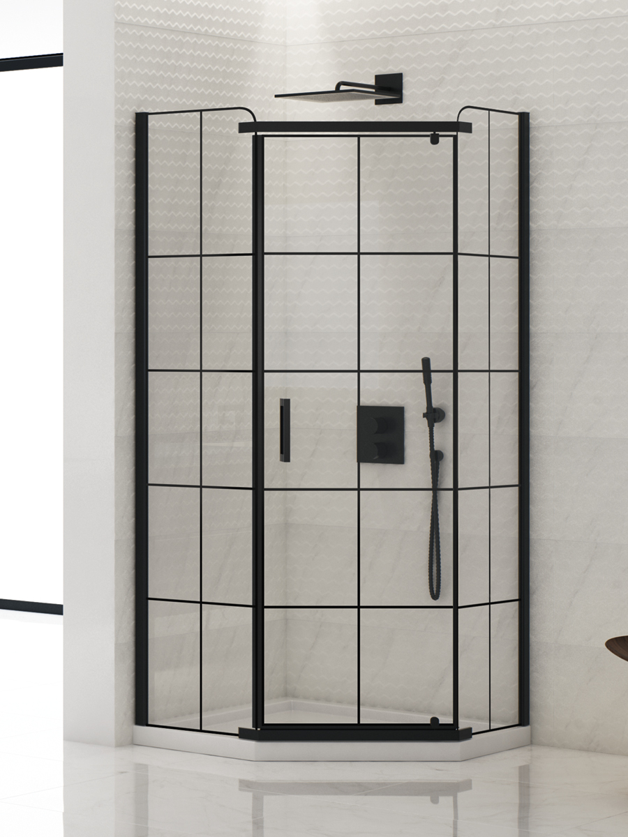 New Trendy New Komfort Black box doccia 80x80 cm nero opaca/vetro con motivo K-0802