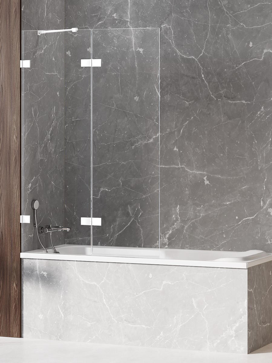 New Trendy Avexa White parete vasca 120 cm 2 ante bianco opaca/vetro trasparente EXK-2976