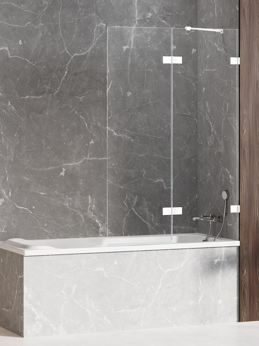 New Trendy Avexa White parete vasca 140 cm 2 ante bianco opaca/vetro trasparente EXK-2981