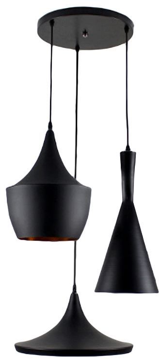 Abigali Round lampada sospesa 3x40 W nero-oro CHZ3B-E27
