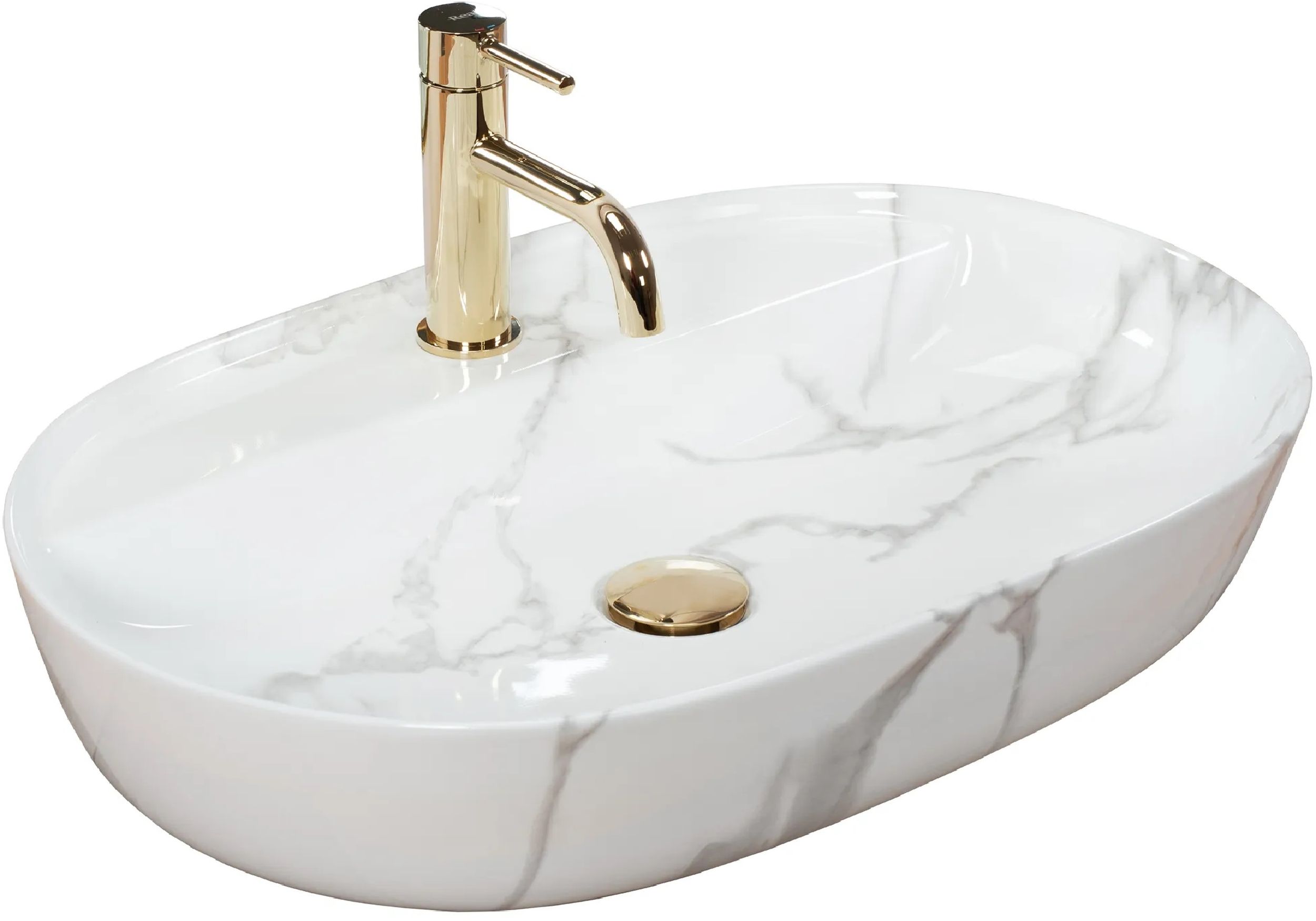 Rea Aura lavabo 60.5x40.5 cm ovale da appoggio grigio/pietra REA-U8003