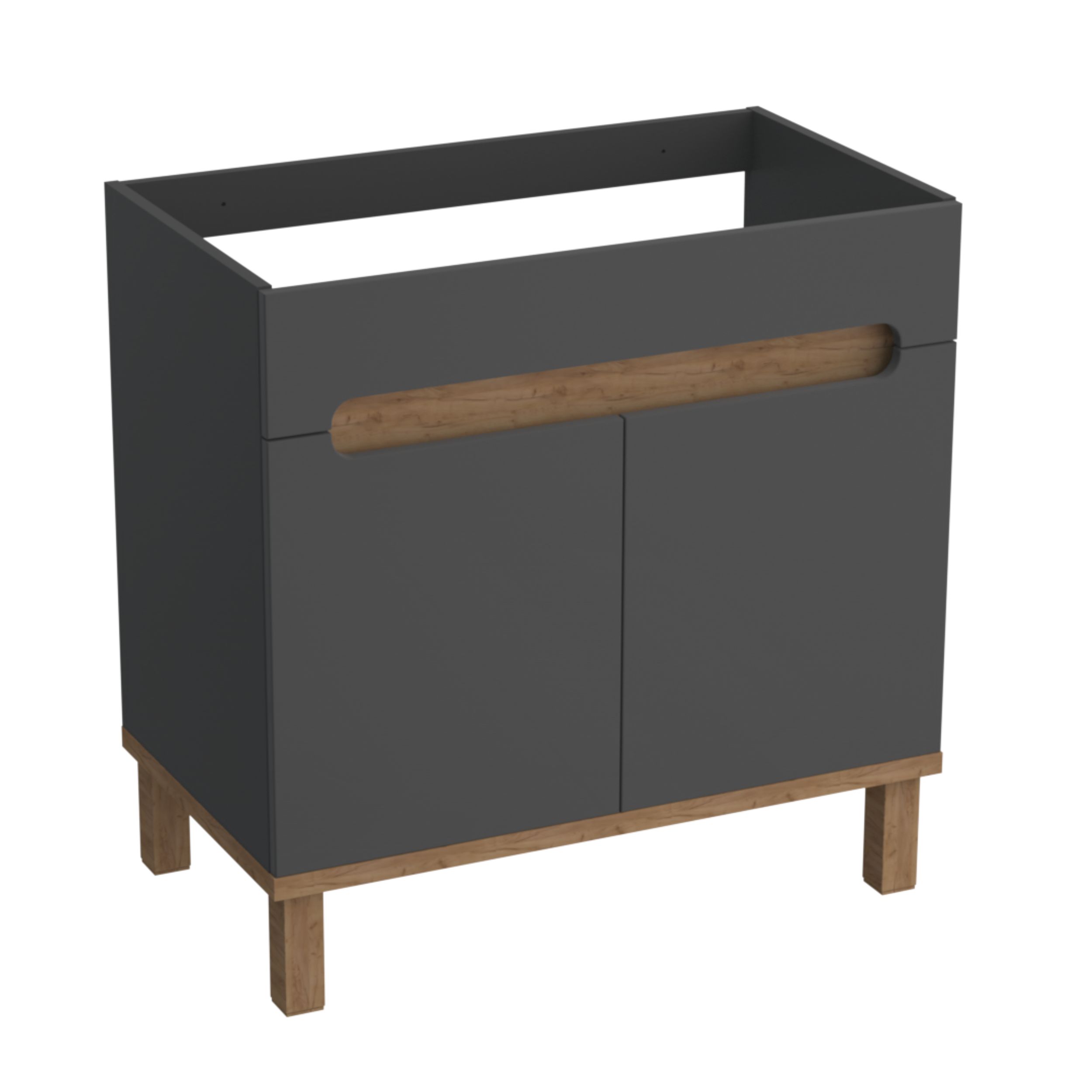 Strama Ovo armadietto 79.7x45.6x80 cm sottolavabo a terra grafite-rovere 12.101.03