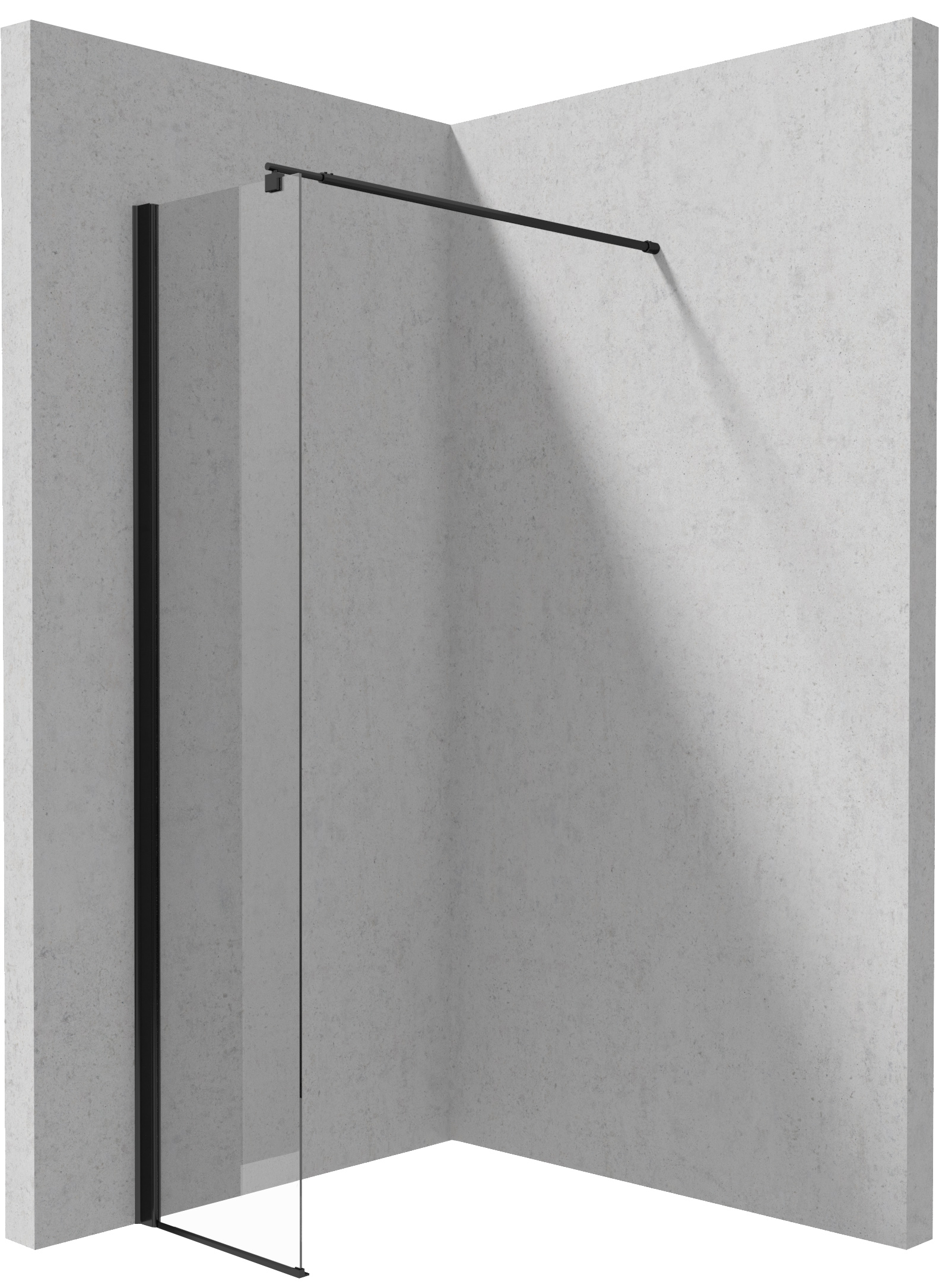 Deante Kerria Plus parete doccia walk-in 30 cm nero opaca/vetro trasparente KTS_N83P