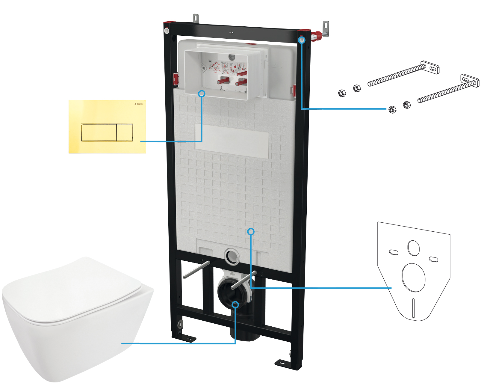 Deante Hiacynt New set modulo di installazione, vaso wc  e placca di comando CDY_Z6ZPW