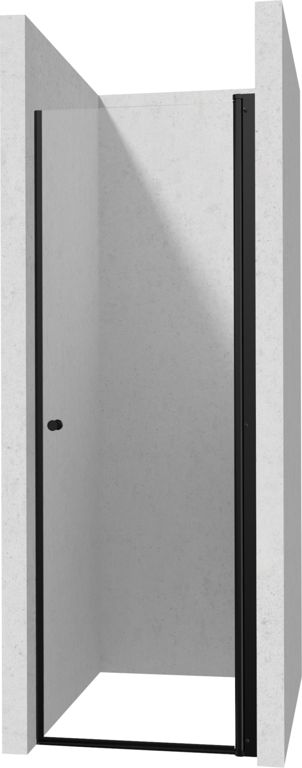 Deante Kerria Plus porta doccia 90 cm a battente nero opaca/vetro trasparente KTSWN41P