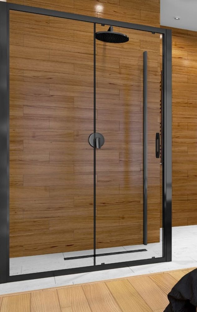 Huppe ena 2.0 parete doccia 90 cm nero opaca/vetro trasparente 140515.123.322