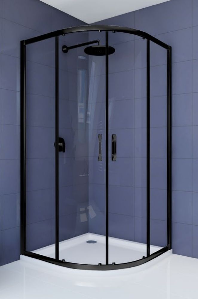 Huppe ena 2.0 box doccia 80x80 cm semicircolare nero opaca/vetro trasparente 140611.123.322