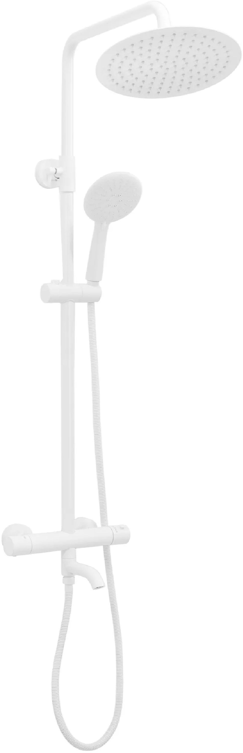 Rea Lungo set per vasca e doccia a parete con termostato con soffione bianco REA-P6608
