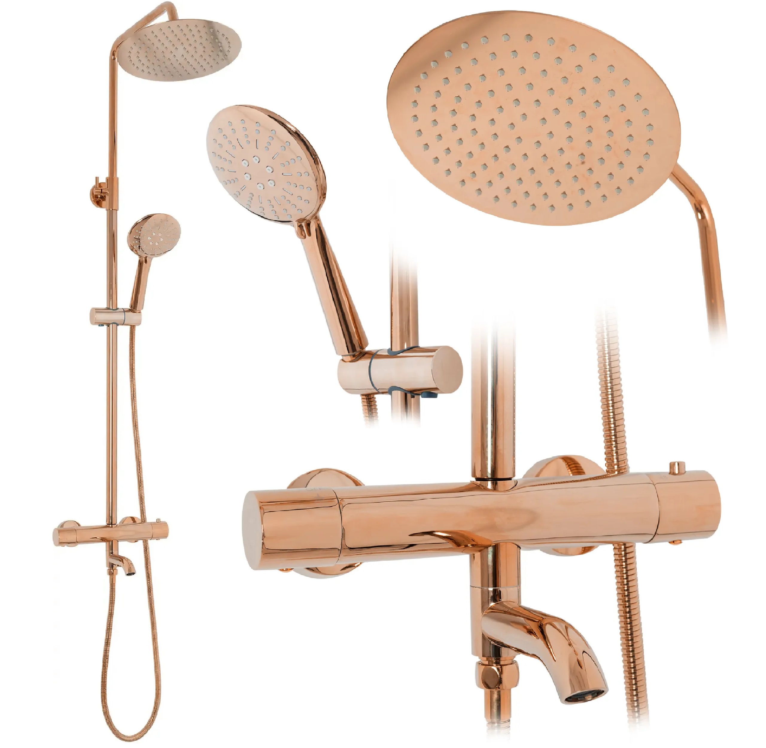 Rea Lungo set per vasca e doccia a parete con termostato || REA-P6606