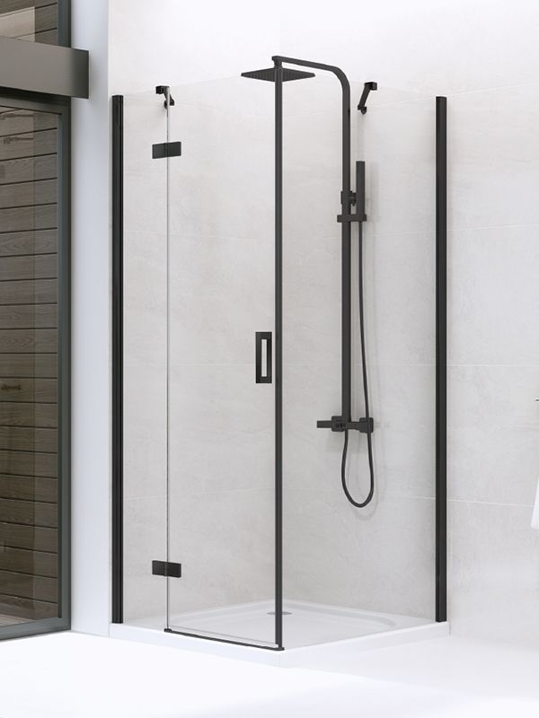New Trendy New Renoma Black box doccia 100x90 cm rettangolare nero opaca/vetro trasparente D-0205A/D-0111B