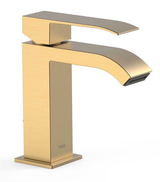 Tres Cuadro-Tres rubinetto per lavabo verticale oro 00610101OM