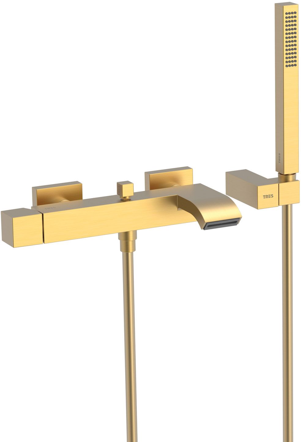 Tres Cuadro Exclusive rubinetto per vasca e doccia a parete oro 0071700203OM