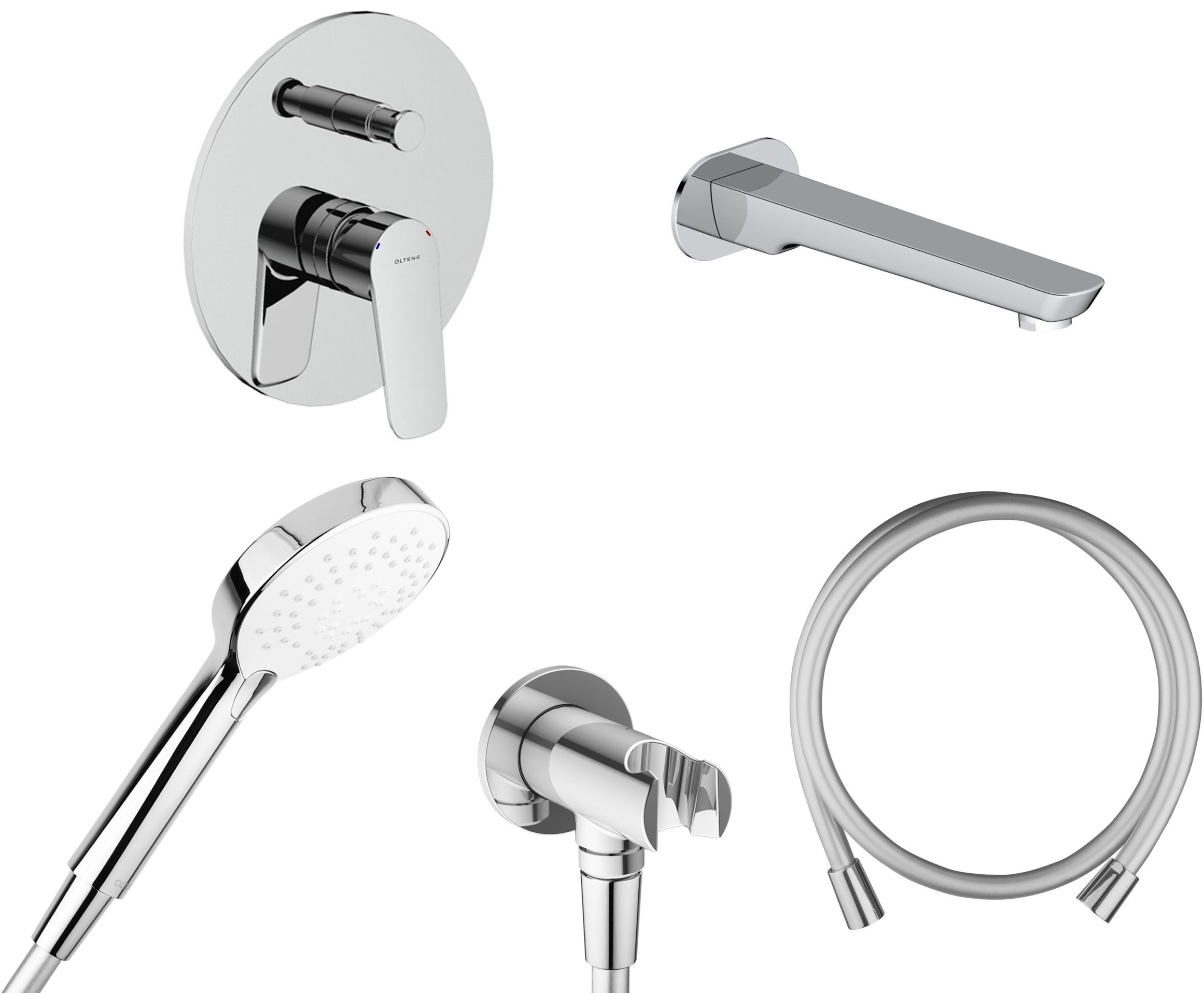Set rubinetto per vasca e doccia Oltens Vernal 34104100, bocca di erogazione per rubinetto Oltens Vernal 39102100, 37101110, 39304100, 37200100