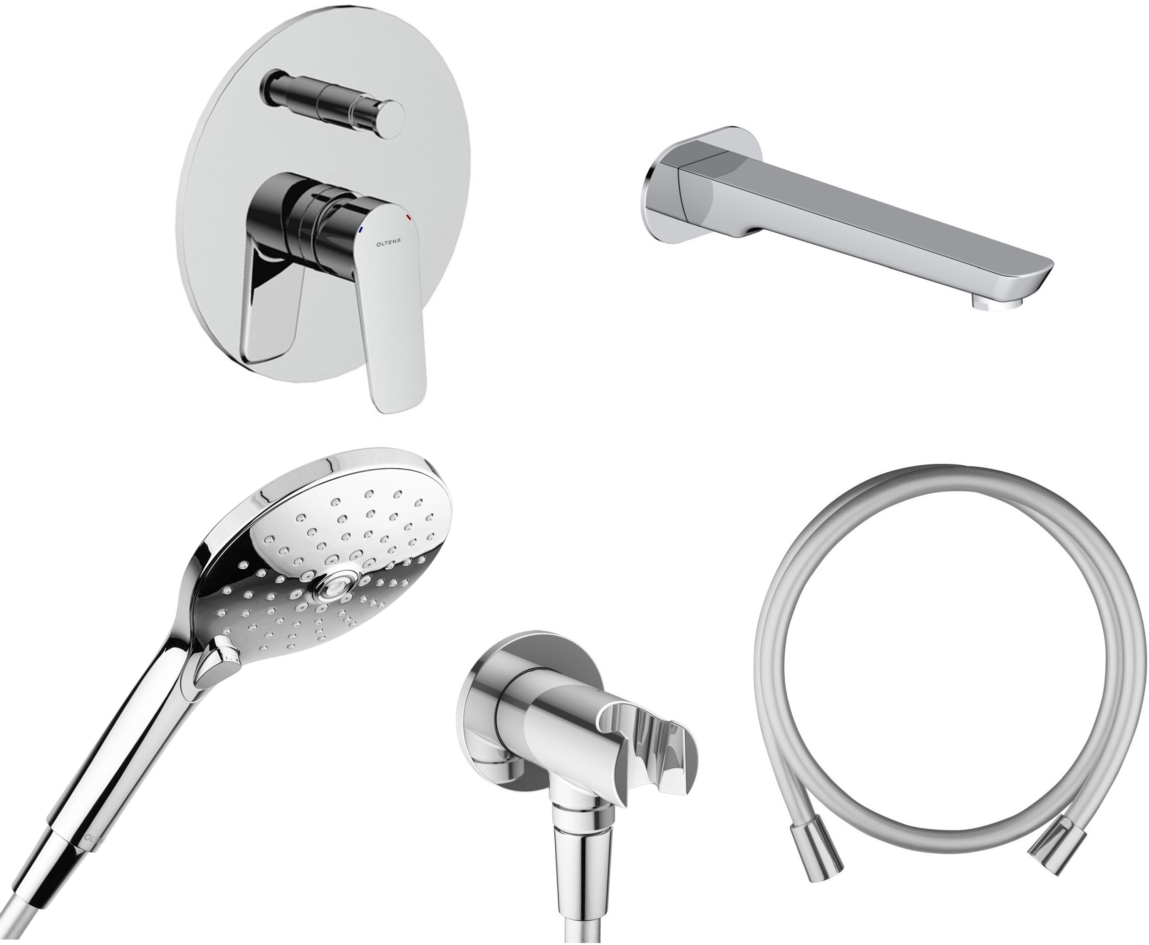 Set rubinetto per vasca e doccia Oltens Vernal 34104100, bocca di erogazione per rubinetto Oltens Vernal 39102100, 37100100, 39304100, 37200100