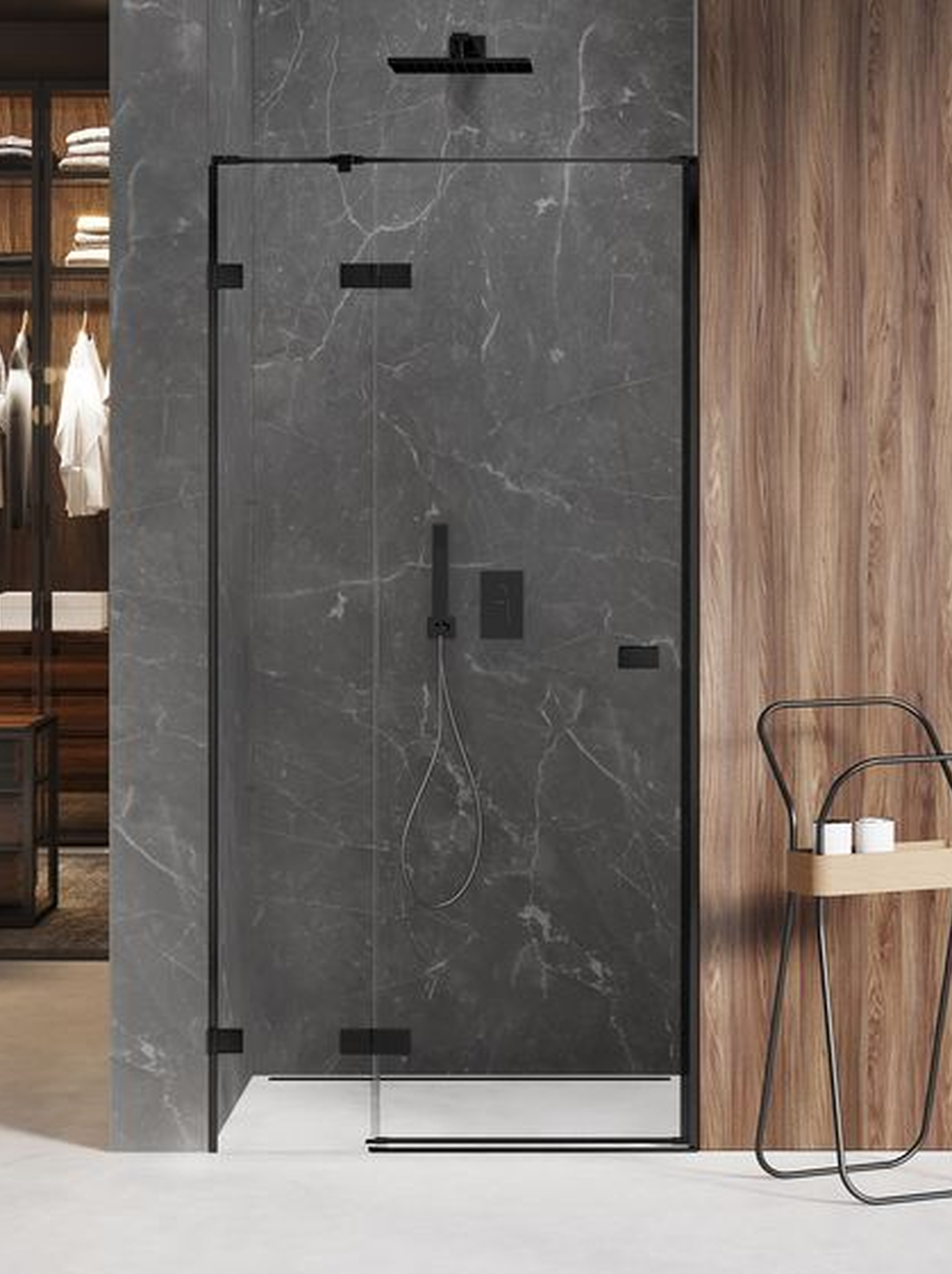New Trendy Avexa Black porta doccia 80 cm a battente nero opaca/vetro trasparente EXK-1546