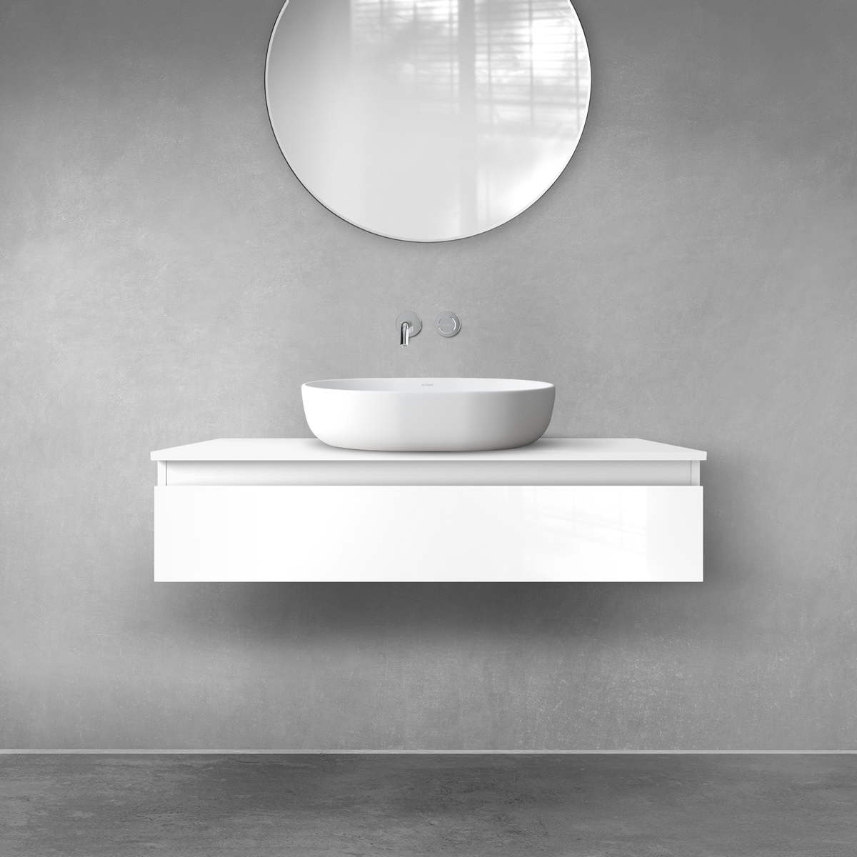 Set armadietto Oltens Vernal 60011000, piano sopra armadietto Oltens Vernal 63006000