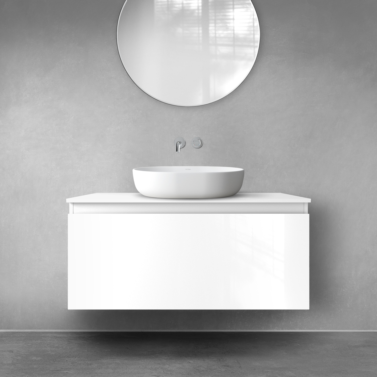 Set armadietto Oltens Vernal 60015000, piano sopra armadietto Oltens Vernal 63006000