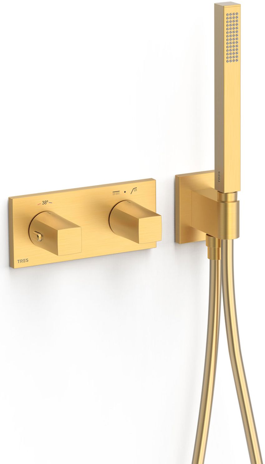 Tres B-System rubinetto per vasca e doccia da incasso con termostato oro 30725201OM