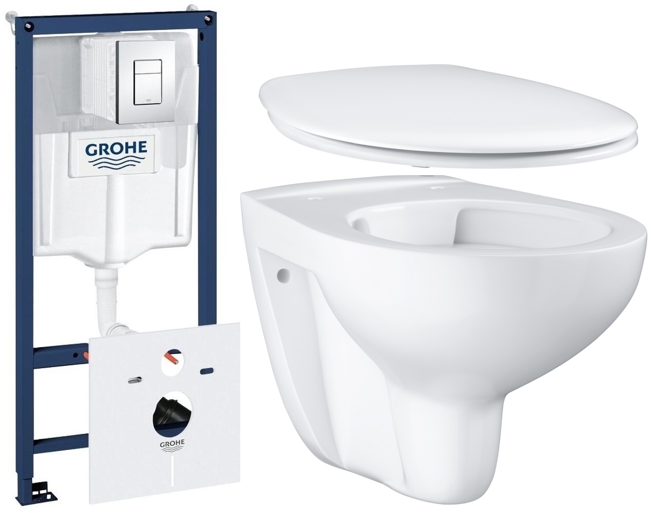 Set modulo di installazione Grohe Rapid SL 38827000, vaso WC Grohe Bau Ceramic 39427000, 39492000