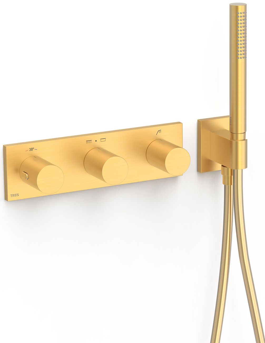 Tres B-System rubinetto per vasca e doccia da incasso con termostato oro 30735301OM