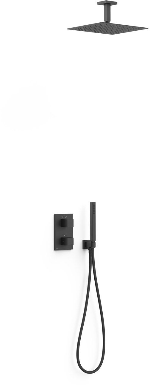 Tres Therm-Box set doccia da incasso con termostato con soffione nero 00625003NM