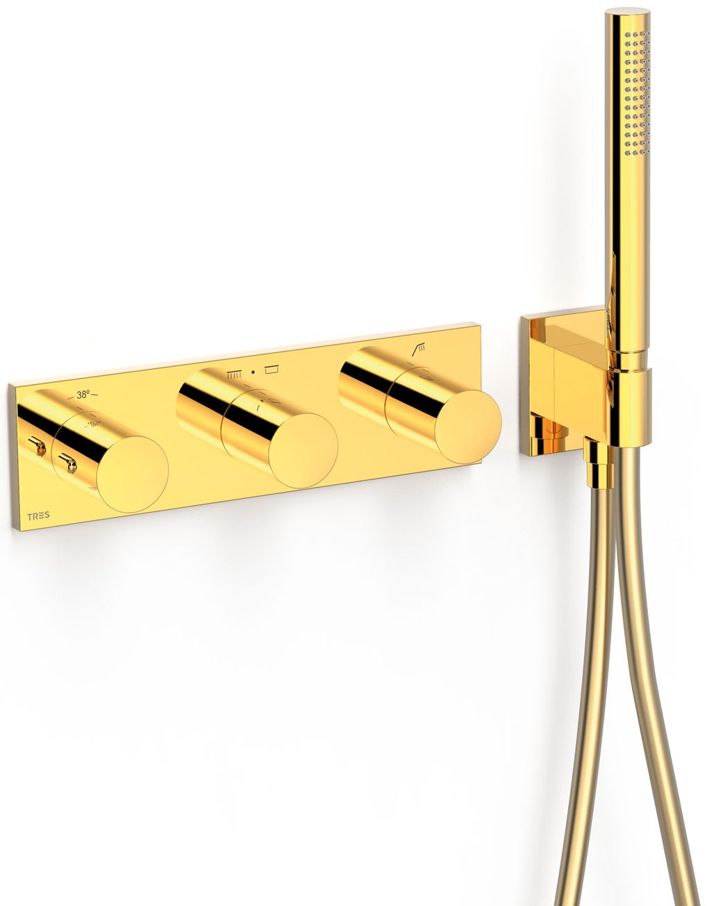 Tres B-System rubinetto per vasca e doccia da incasso con termostato oro 30735301OR