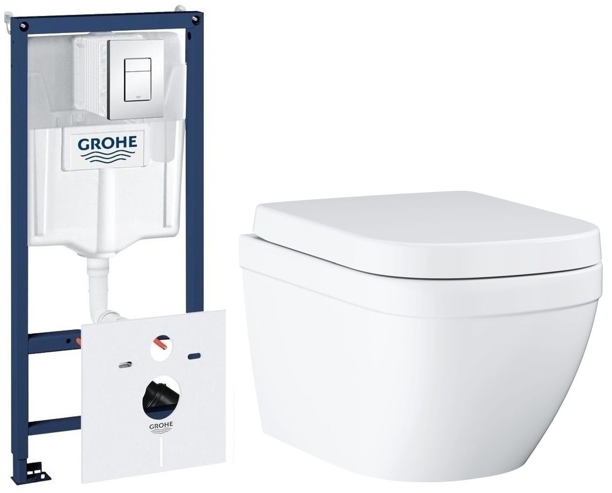 Set vaso WC Grohe Euro Ceramic 39554000, modulo di installazione Grohe Rapid SL 38827000