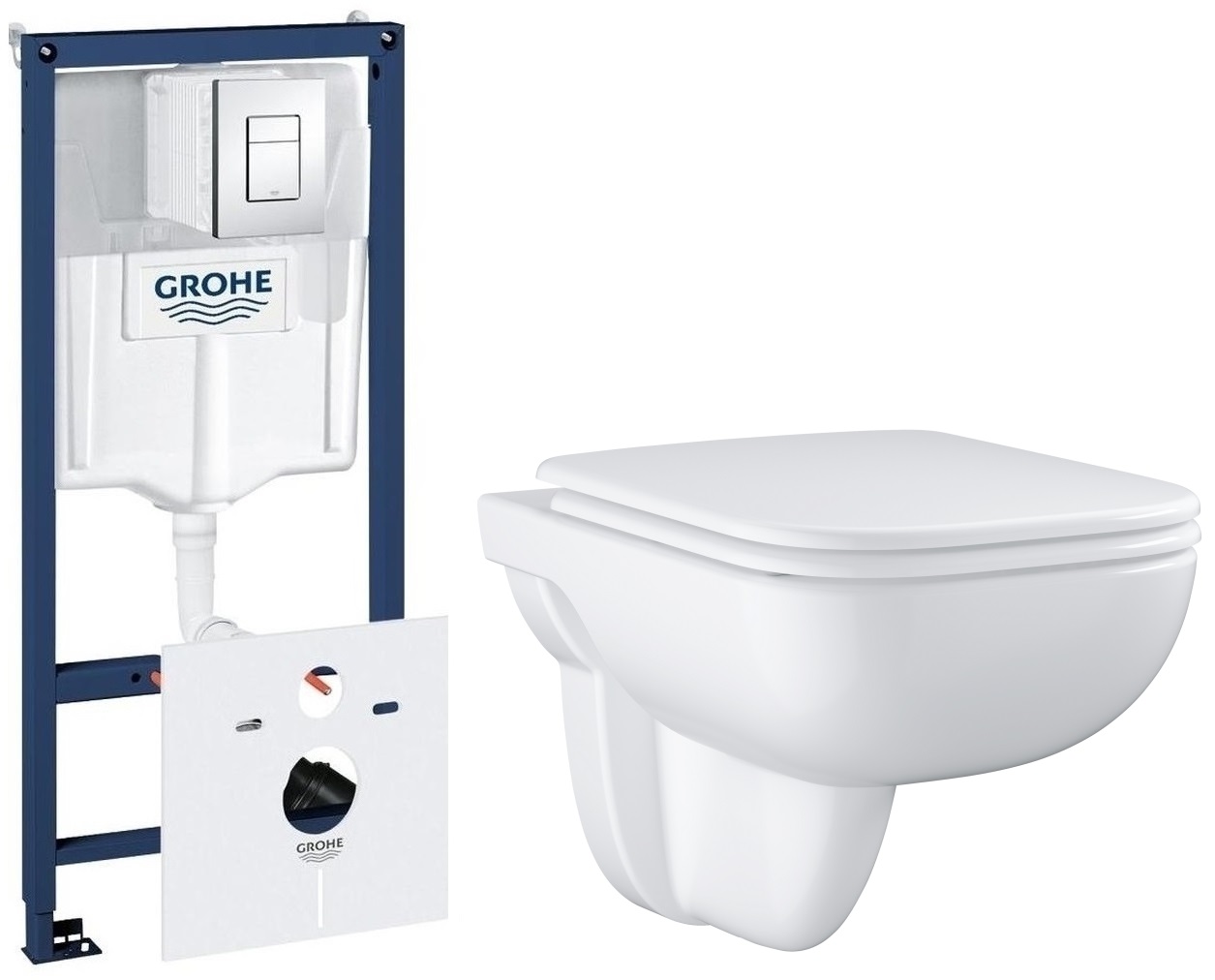 Set vaso WC con copriwater a discesa lenta Grohe Start Edge 39815000, modulo di installazione Grohe Rapid SL 38827000