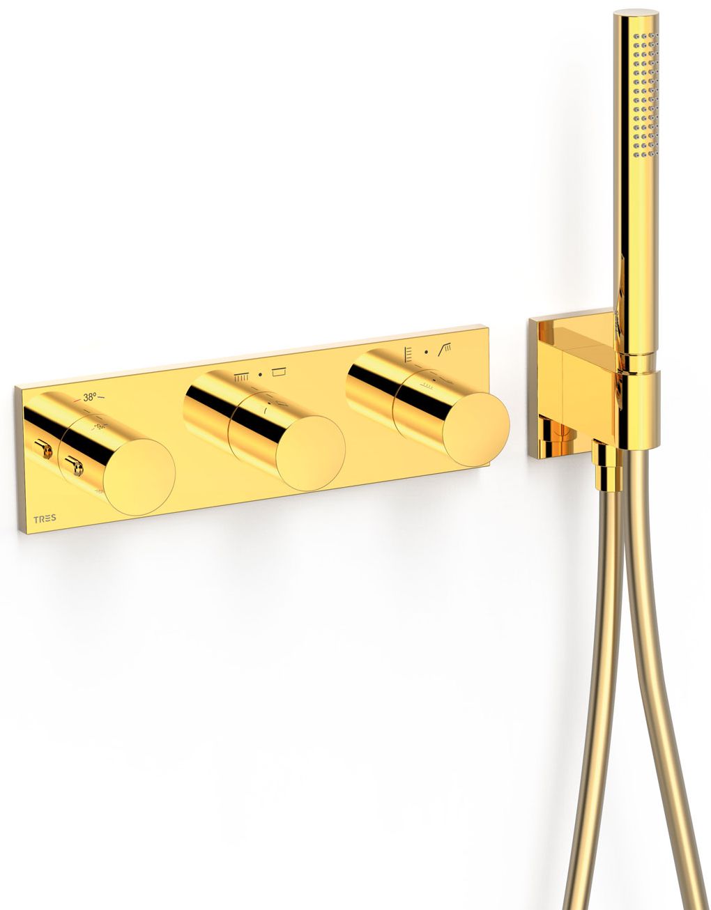 Tres B-System rubinetto per vasca e doccia da incasso con termostato oro 30735401OR