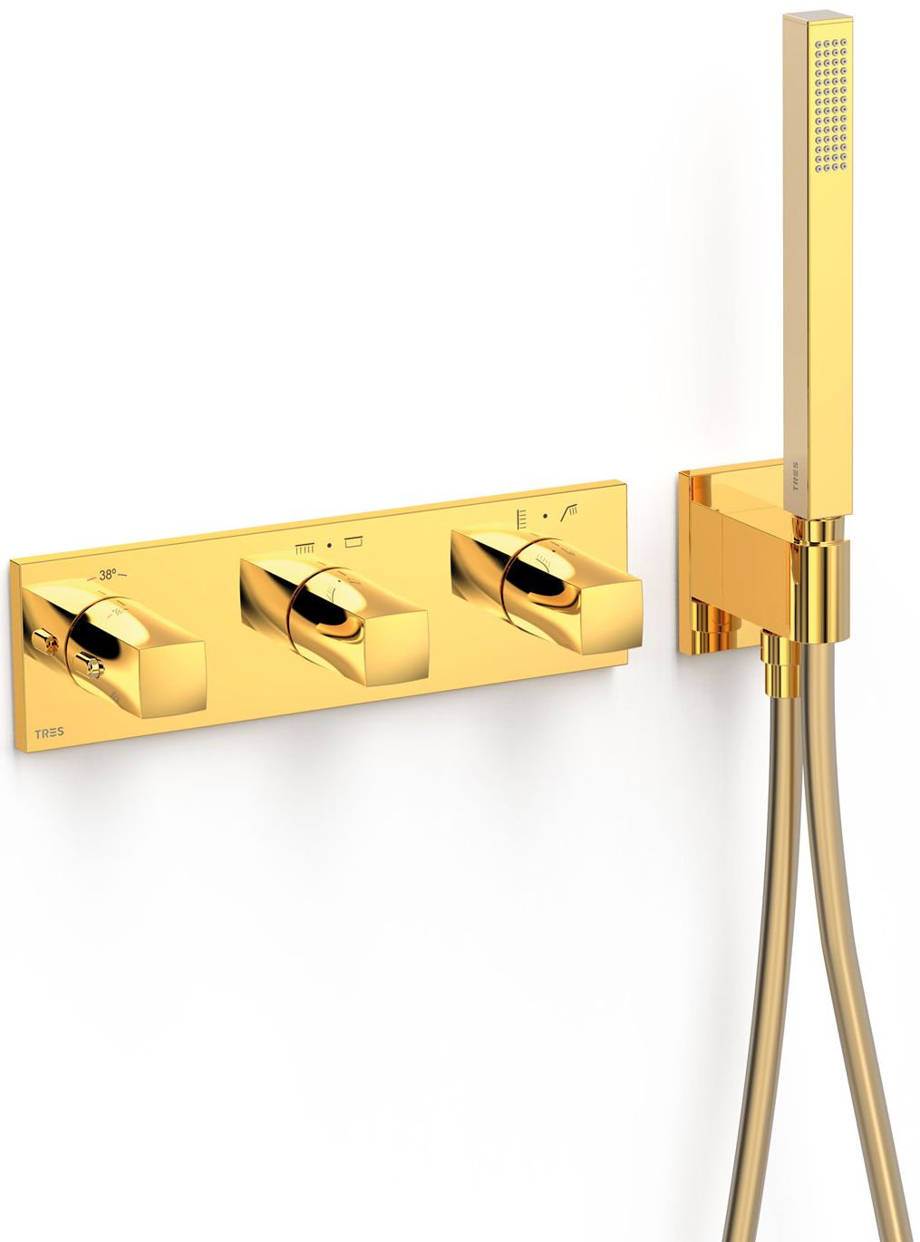 Tres B-System rubinetto per vasca e doccia da incasso con termostato oro 30725401OR