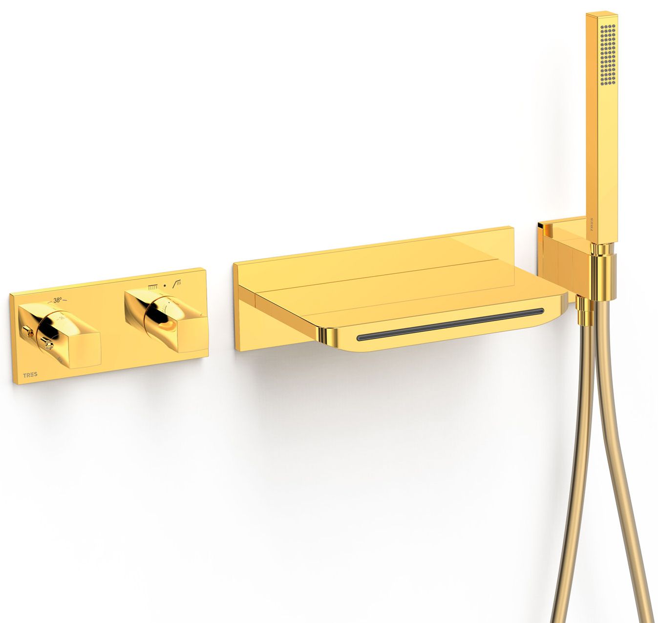 Tres B-System rubinetto per vasca e doccia da incasso con termostato oro 30725207OR